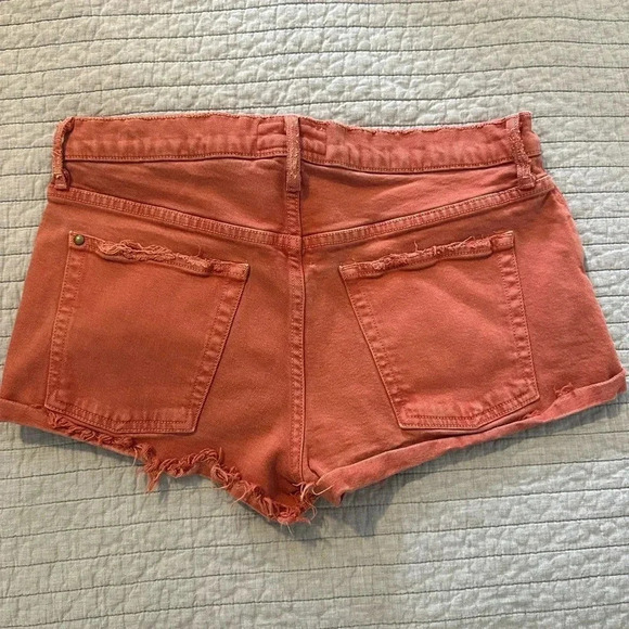The Great The Cut Off Shorts Button Up Burnt Orange, Coral, Vintage Poppy sz 28 - Picture 4 of 5